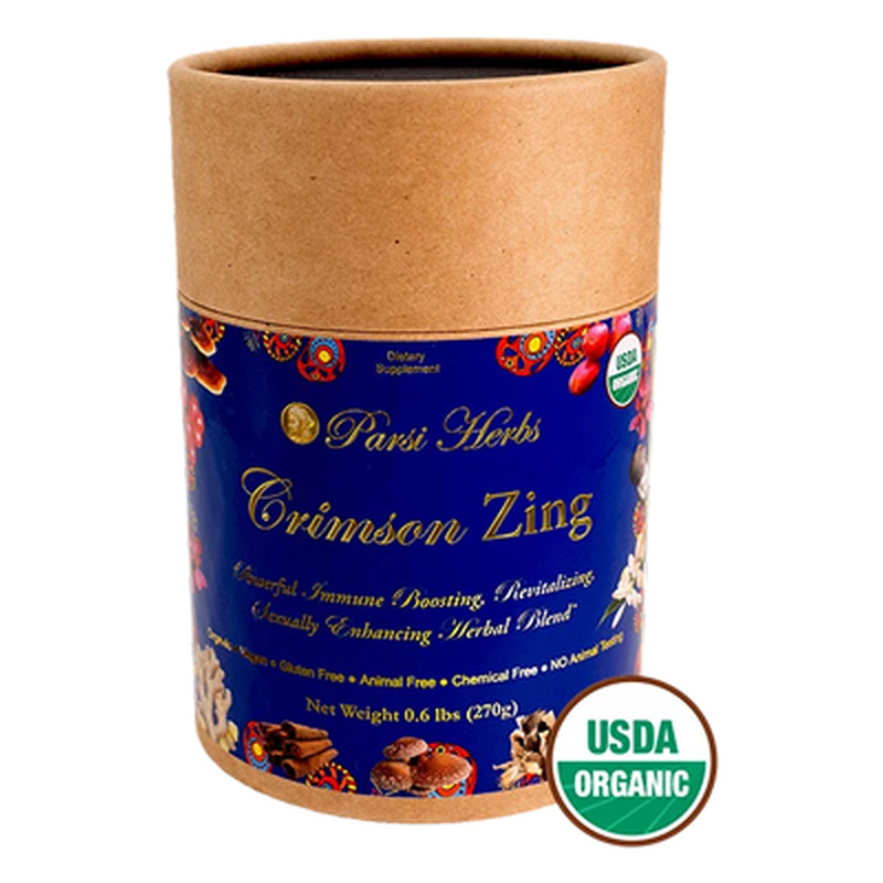 Crimson Zing packaging, photographed by Parsi Herbs