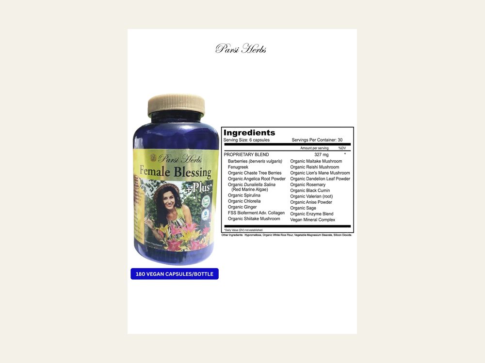 Female Blessing + Plus packaging, photographed by Parsi Herbs
