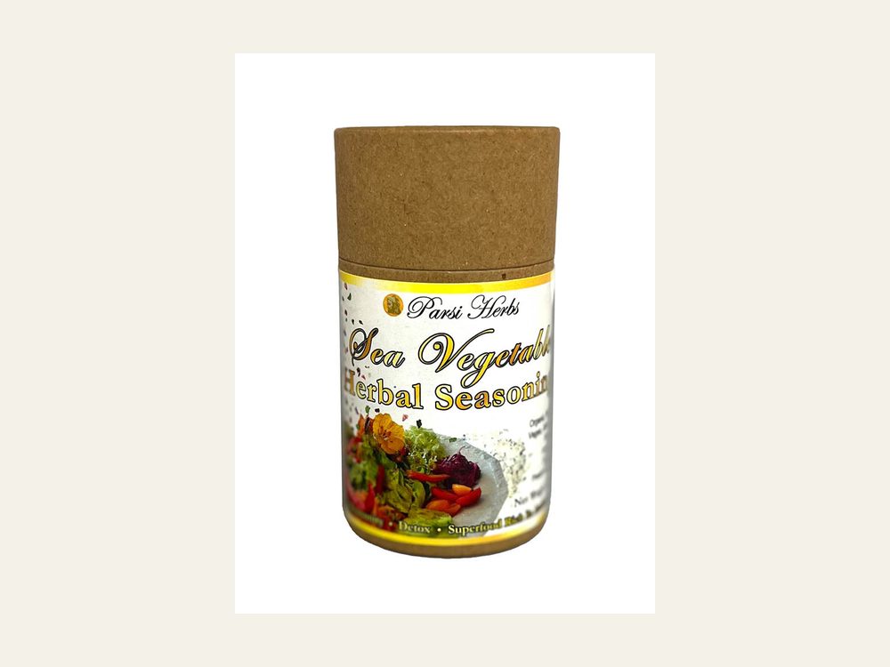 Sea Vegetable Herbal Seasoning packaging, photographed by Parsi Herbs