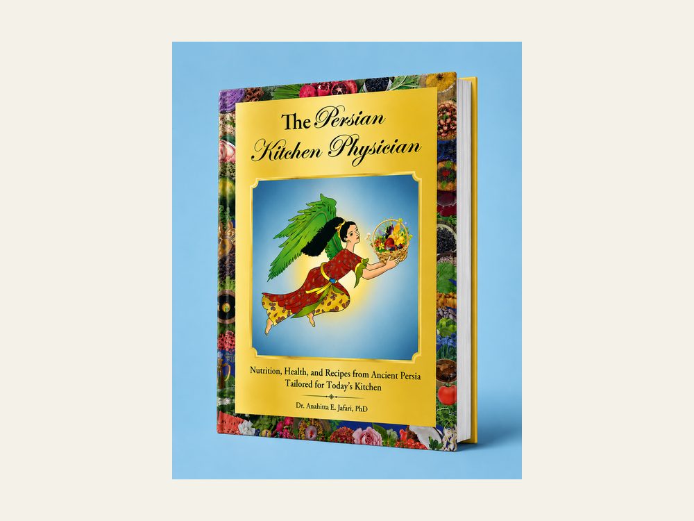 The Persian Kitchen Physician (Hardcover) packaging, photographed by Parsi Herbs